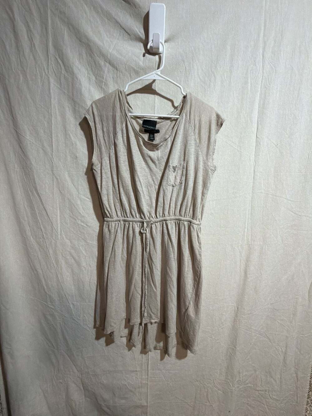 Cynthia Rowley 100% Linen Sleeveless Tie-Waist High-Low Dress